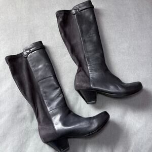 Dansko Black Leather Tall Wedge Boots 40 Minimalist Dark Academia Scandigirl